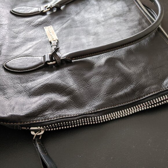 Genuine Leather Rabeanco Long Black Tote Bag Like New - Picture 6 of 10